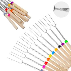 Extendable Marshmallow Roasting Sticks- 20Packs Extra Long 32' Extendable Stainless Steel Smores Sticks for BBQ,Fire Pit, Smore Skewers Hot Dog Fork Campfire Accessories, Camping Essentials