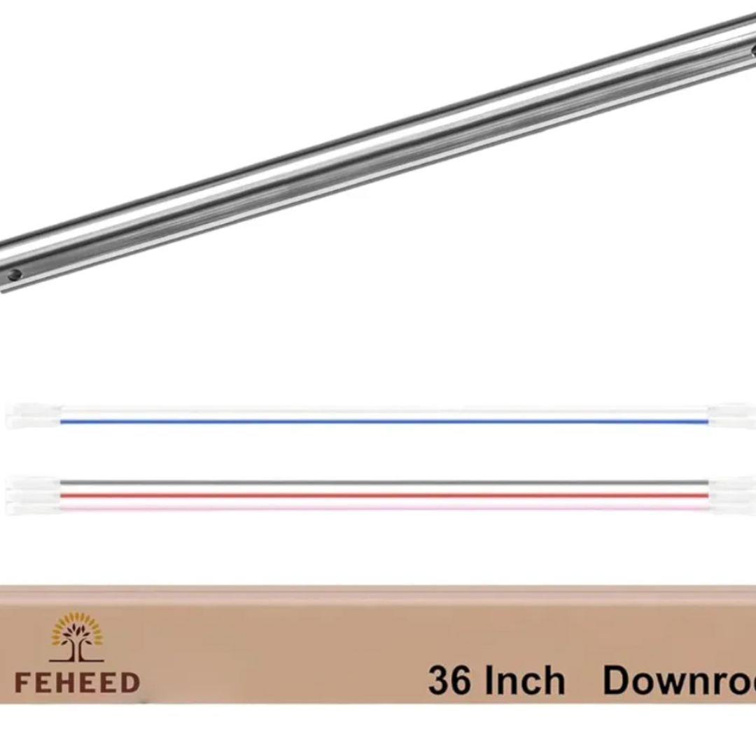 36 Inch Ceiling Fan Downrod, 1" Diameter Nickle Ceiling Fan Extension Rod (No Threads) with 5 x 18-AWG Wires,Universal Down Rods for Ceiling Fans,Easy Installation