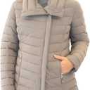 Nine West Women’s Short Puffer Coat with High Collar and Zip Pockets – 29" Length - Taupe (2X-Large)