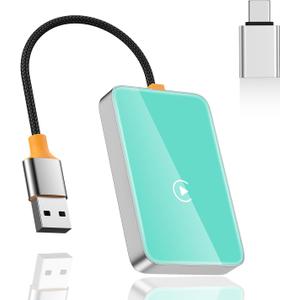 Wireless CarPlay Adapter,Covert Factory Wired to Wireless Car Play Adapter for iPhone 6+ (iOS only) Easy Setup Plug&Play,Multiple Controls,Support USB&USB-C