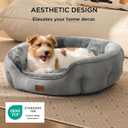 Bedsure Dog Bed for Medium Dogs - Round Washable Medium Pet Bed, Anti-Slip Donut Fluffy Plush Indoor Fur Cat Bed, 28 inches, Grey