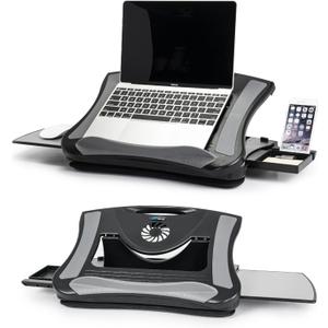 EHO Portable Lap Desk with Cushion, Detachable Mouse Pad Tray and Phone Holder, Adjustable Laptop Stand with 5 Angles, for Home, Office, Sofa, Bed