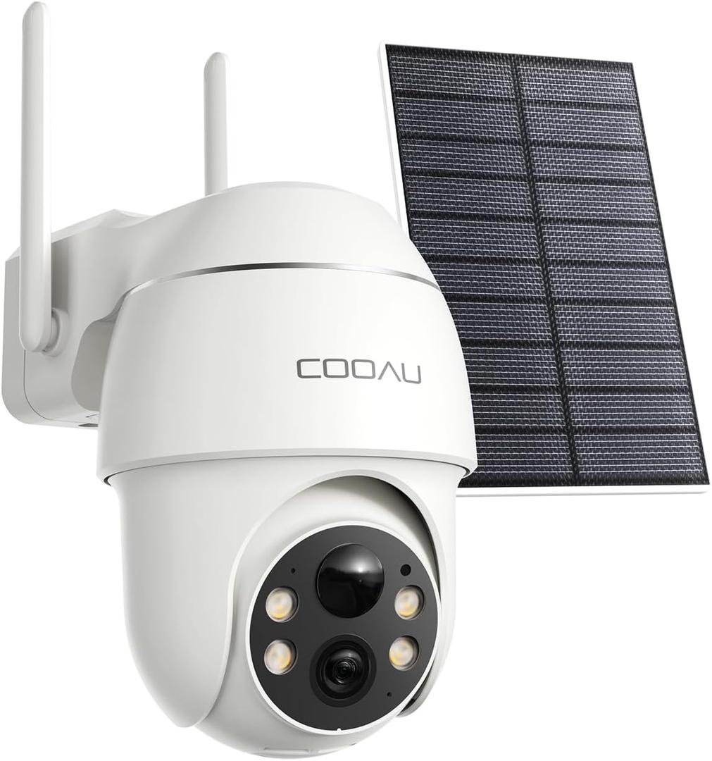 COOAU Solar Security Cameras Wireless Outdoor,4MP Cameras for Home Security System,360 Pan & Tilt,Color Night Vision,Motion Detection,No Monthly Fee,Siren Alarm,IP66