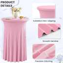 1 Pack Pink Spandex Stretch Round Table Covers with Skirt - 24x43 Inch Fitted Elastic Cocktail Tablecloth for High Top Bar, Party & Wedding Decor, Pink