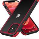Mobnano for iPhone 12/iPhone 12 Pro Clear Case, Multicolor Protective Shockproof Bumpers, Not Yellowing Anti Scratch Transparent Hard PC Back & Soft Silicone TPU Frame Cover for Men Women - Black/Red