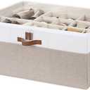 StorageWorks Shoe Organizer for Closet, Fits up to 24 Pairs, Shoe Cubby Storage Containers with Adjustable Dividers and Clear Cover, Brown & White