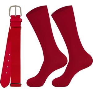 2 x Teen Youth Baseball Socks Boys Teens Softball Socks and Belt Set for Baseball,Soccer.(1 Sock with 1 Belt). (Red, L)