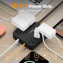 TESSAN 15Ft Black Extension Cord with Multiple Outlets, Surge Protector Power Strip with 6 Outlets and 4 USB Ports (2 USB C), 2100 Joules Protection, Flat Plug, Outlet Extender for Home, Office, Dorm