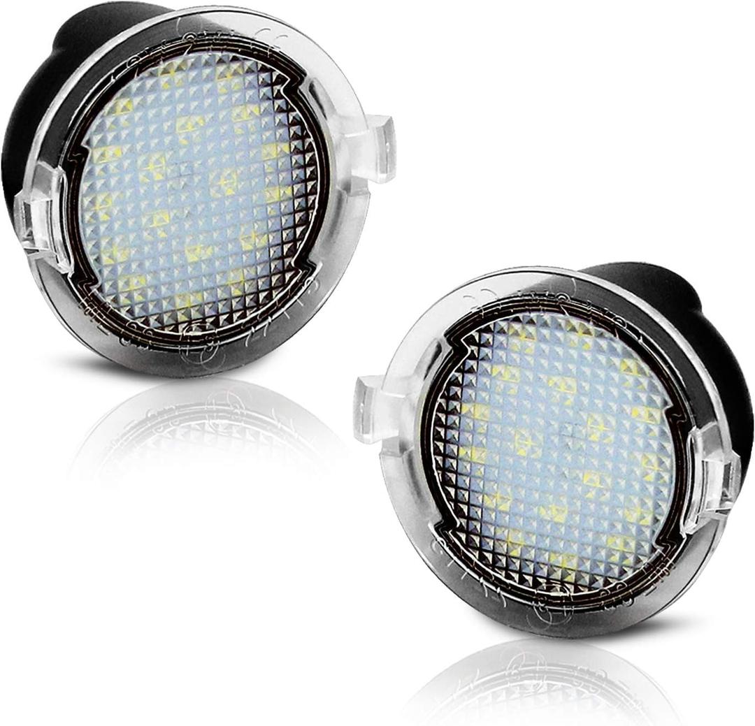 PGONE 2PC Full LED Side Under-Mirror Puddle Light Lamp Assembly Replacement For F ord F-150 Expedition Explorer Edge Flex Fusion Taurus X Lincoln Mercury, (White)