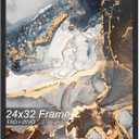 Engineered Wood 24x32 Frame, Black Picture Frame for 24 x 32 Inch Poster Puzzle Photo, Light Weight 24 by 32 Poster Frame with Wood-grain for Wall - 1 Pack/Black/24 x32