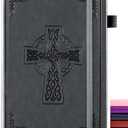 CAGIE Leather Lined Journal Notebook for Men & Women, Debossed Cross, 320 Pages 100 GSM Thick Paper, A5 Hardcover Journaling Notebooks for Writing, 5.7'' X 8.3'' Diary, Grey