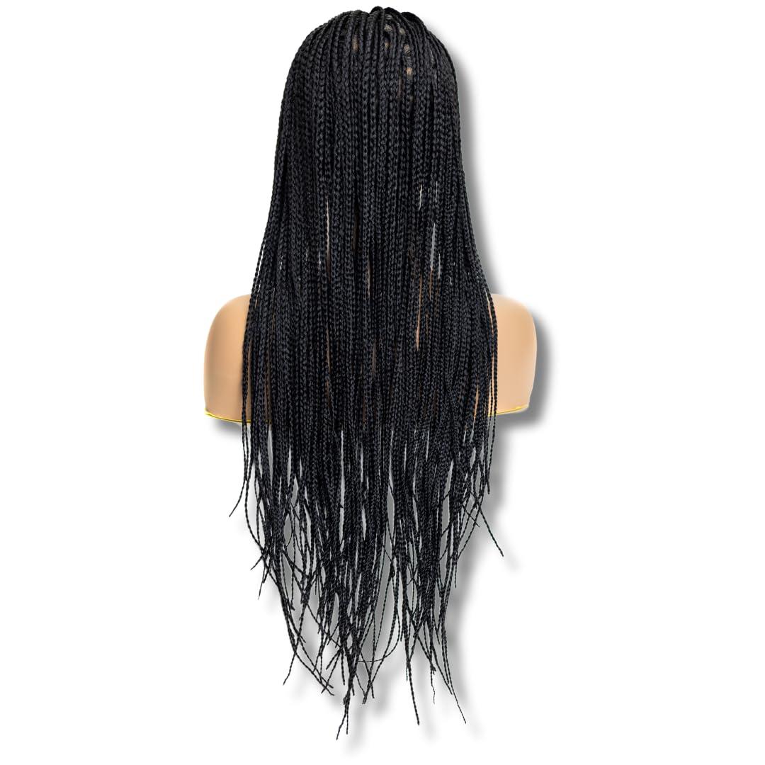 PIB 24'' Full Lace Knotless Box Braid Wig - Square Parted Braided Wig for Black Women - Handmade Box Braids with Natural Baby Hair - Handmade Braided Wigs - Off Black #1B (24", #1B Off Black)