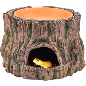 IBWell 3 in1 Reptile Hides and Caves with Detachable Base, Reptile Hideout Leopard Gecko Hide and Crested Gecko Food Dish Humid Hide for Lizard Tank Gecko Tank Accessories