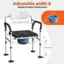 Heavy Duty Bedside Commode Chair with Adjustable Height and Width, Raised Toilet Seat with Arms Handles and Back Support for Elderly, Portable Bedside Toilet with Bucket (Width 20.4-22.44")