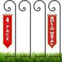 BEAU JARDIN Shepherd Hook 48 Inch 4 Pack One Piece Structure No Assembly Required 2/5 Inch Heavy Duty Solid Metal Shepards for Garden Outdoor Plants Lantern Mason Jar Wind Chimes Wedding Small BG183