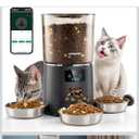 Automatic Cat Feeder for 3 Cats, 6L/25 Cups Smart WiFi Pet Feeder, Strong Anti-Jam System, Dual-Effect Desiccant Cat Food Dispenser, with 10S Voice Recorder for Cats and Small Dog(Black)