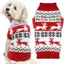 Dog Christmas Sweater Xmas Pet Clothes Cute Reindeer Christmas Dog Costume Outfits Holiday Knitwear Puppy Cat Jumpers New Year Gifts for Small Medium Large Dogs(Red Runing Deer,M)