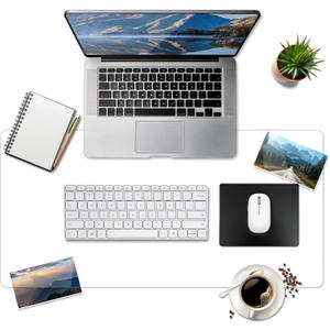 BLESWIN Clear Desk Mat, Transparent Writing Desk Mat, Durable Waterproof Multi-Functional Table Protector with Non-Slip Adhesive, 19.69 x 35.43 Inches, Suitable for Home and Office