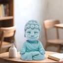 2 x Hodao Calming Yoga Buddha Statue - Meditation Desk Decor for Office Table, Zen Home Room Table Sculpture Decoration, Mindfulness Gifts for Yoga Lovers, Serene Shelf & Bookshelf Accent (Blue-2)