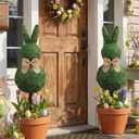 Geelin 23.6'' Easter Bunny Decorations Moss Bunny Shaped Topiary Trees with Ground Spike Artificial Moss Rabbit Topiary Faux Plants Outdoor for Easter Party Indoor Outdoor Garden Decor