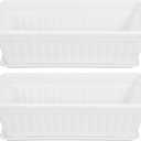Rectangular Plastic Planter Pot 2 Pack with Drainage Saucers 5.5X7.4X5.5 Inches Indoor Outdoor Garden Vegetable Succulent Flower Box, 43x19cm