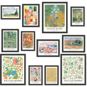 97 Decor Colorful FRAMED Wall Art Set - Vintage Eclectic Wall Art Framed, Famous Art Posters For Room Aesthetic Pictures, Artsy Gallery Maximalist Decor For Bedroom Dorm Home Living Room (BLACK FRAME)