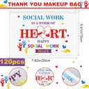 120 Pcs Social Worker Appreciation Gifts Bulk EVA Makeup Cosmetic Bag with Zipper Happy Social Work Month Cosmetic Gift Portable Pouch Bag Supplies