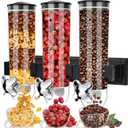 Triple Food Dispenser Wall Mounted Cereal Dispenser, Grains Dispenser Wall Mounted Dry Food Dispenser with 3 Cup, Candy Dispenser Snack Container for Kitchen Store Nut Coffee Beans 4.5L (Black)