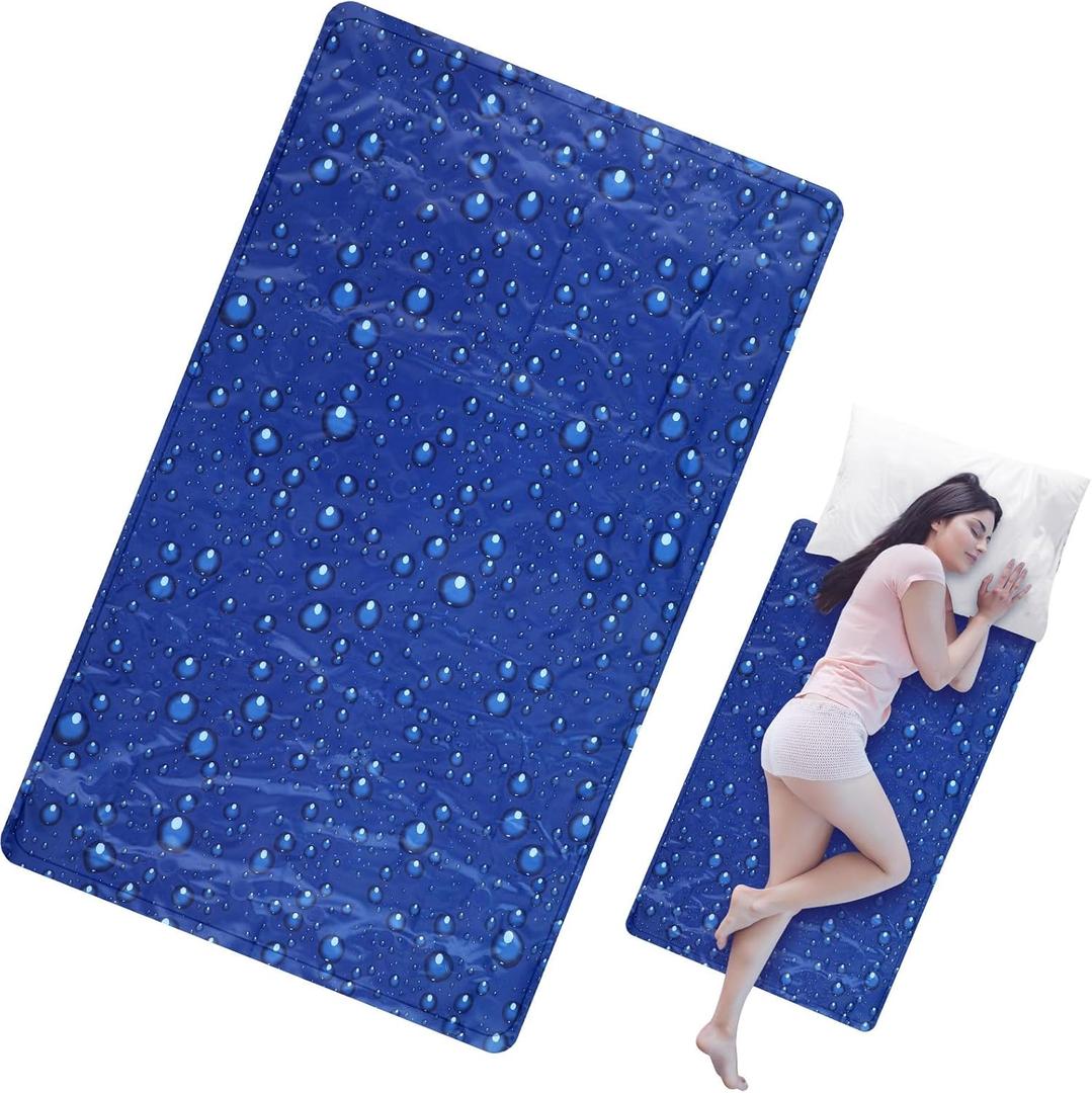 Drydiet Cooling Pad Mat for Sleep Cooling Mattress Pad Gel for Bed, Relieve Pain, Summer Hot Flashes, Adult, Pets, No Water or Electricity Required(Plain,Dark Blue,48 x 28 Inch)