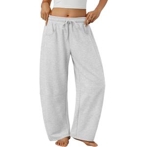 Trendy Queen Barrel Sweatpants Womens Wide Leg Pants Baggy Palazzo Lounge Comfy Flowy Pants Teen Girls Fall Clothes Outfits (Gray, M)