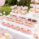 NPLUX 50 PACK Mini Cake Pans with Lids and Spoons,Rectangular Aluminum Foil Bread Pan,Mini Loaf Pans and Food Containers with Lids Mothers Day Gifts Party Favors(Pink,6.8oz)