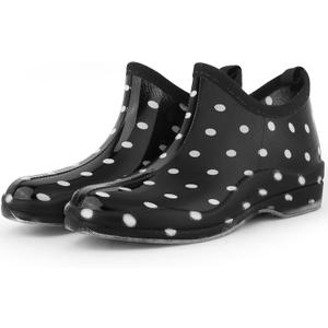 DaeRainy Womens Rain Boots Ankle Waterproof Garden Rainboot (9, Black)