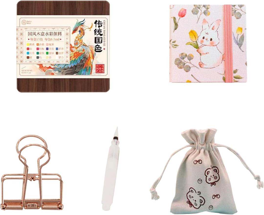 5 x Watercolor Travel Set, New Palette Travel Set Mini Watercolor Paint Set, Upgrade Travel Set Mini Portable Watercolor Travel Set (Rabbit)
