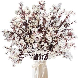 DoubleWood Artificial Baby's Breath Flowers, 10 Pcs Silk Flowers Gypsophila White Flowers for Christmas Decoration, Floral Arrangements, Wedding Bouquets, Centerpieces, Party Decor (10, White)