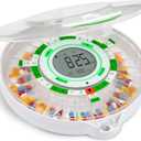 Live Fine 28-Day Automatic Pill Dispenser with Upgraded LCD Display, Key Lock, Sound & Light for Prescriptions, Medication, Vitamins, Supplements & More (Clear Lid)