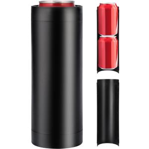 Double Tactical Can Holder, Ultra Chill System, Assault Tactical Insulation Sleeve Fits Two 12oz Slim Cans, 3D Printed for Beer Soda Drinks, Easy Reload for Parties Tailgates (Black)