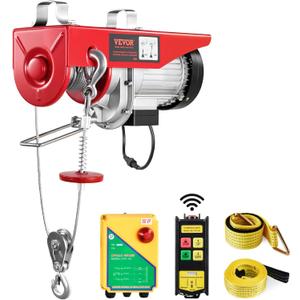 VEVOR Electric Hoist, 1760 lbs 120V Electric Winch with 328 ft Wireless Remote Control, 40 ft Single Cable Lifting Height, Single/Double Slings, Emergency Stop, Lift Hoist for Garage Warehouse Factory