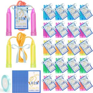 24 Sets End of Year Gift Jump Ropes Bulk 7.55 Ft Adjustable Colorful Plastic Jump Ropes Adjustable Skipping Rope for Prizes Summer End Of Year Graduation Party Favor Reward Outdoor Sport