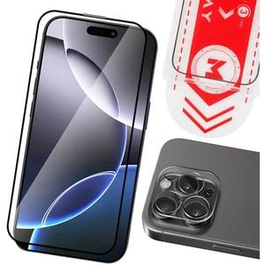 MONASAY Glass Screen Protector[1 Pack] Fit for iPhone 16 Pro 6.3 inch[1-Pack Camera Lens Protector][Easy Installation] HD Glossy Tempered Screen Film with Frame Full Coverage Case Friendly, Set Of 4