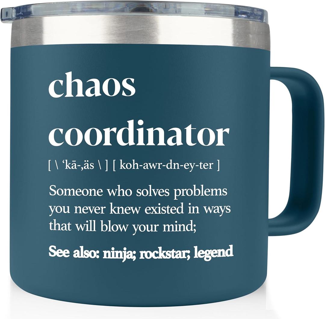 Chaos Coordinator Tumbler Administrative Professional Day Gifts 14 Ounce Chaos Coordinator Cup Navy Bosses Day Gifts Promotion Gifts for Women Coworker Leaving Gifts for Women Job Promotion Gifts