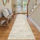 Soalmost Runner Rug 2'x8' Washable Non-Slip Runner Rugs for Kitchen Bathroom Laundry Room Beige Vintage Floor Carpet Runners for Hallway Entryway