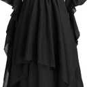 NSPSTT Victorian Dress Renaissance Costume Women Gothic Witch Dress Medieval Wedding Dress (Large/X-large, Black)