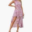 GRACE KARIN Womens Summer One Shoulder Sleeveless Dresses Floral Flowy Ruffle High Low Wedding Guest Maxi Sundresses Size 10