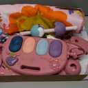 dearlomum Baby Play Mat Gym, Funny Play Piano Tummy Time Activity Mat with 5 Infant Sensory Toys, Music and Lights, Boy & Girl Gifts for Newborns 0 to 3 6 9 12 Months(New Pink)