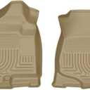 Husky Liners Weatherbeater Floor Mats | Fits Various 2007-2014 Cadillac Escalade & ESV, GMC Yukon, Chevrolet Suburban 1500, Tahoe, Silverado/Sierra (See Description) | Front Row, 2-pc Tan - 18203