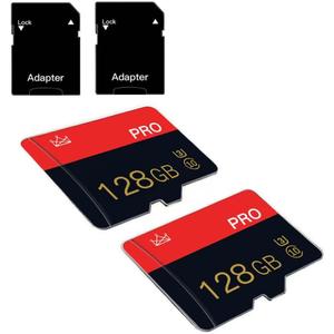2 Pack Micro Memory Card 128GB Class 10 with Adapter High Speed Memory Card for Tablet, Drone