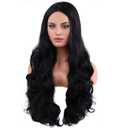 RightOn Black Wig Long Wavy Black Wigs for Women Daily Party Hairnet Include