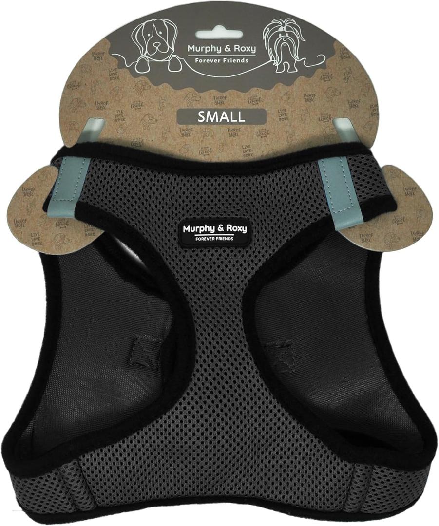 Murphy & Roxy Mesh Harness (Black, S) - Lightweight, Reflective Strips