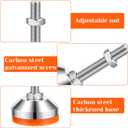 4 Pcs Heavy Duty Leveling Feet Thread,2.36" Dia Base Shockproof Carbon Steel Anti Skid Threaded Adjustable Rubber Feets for Furniture, Workbench, Machine Shelving, Cabinet,(D60x60)