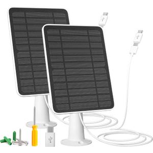 Solar Panel Charger Compatible with Reolink Argus 2E/Eco Ultra/Go PT Plus/Go Plus/Argus 3 Pro/Argus PT, 5W Solar Panels for Reolink Battery Camera, IP65 Waterproof 10ft Cable Secure Wall Mount, 2 Pack